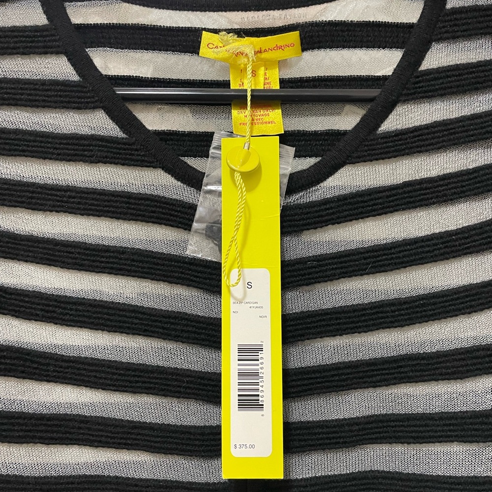 Black and White Striped Sheer Top Catherine Malandrino NWT